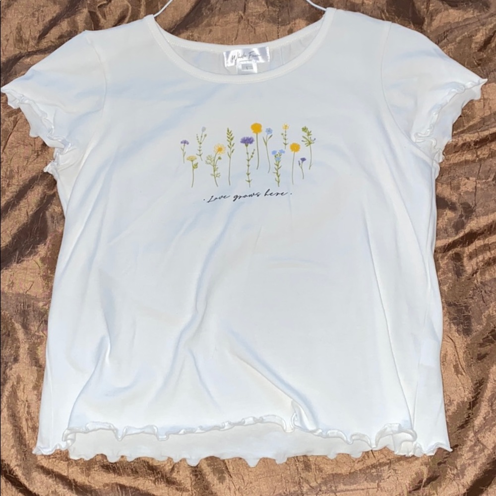 TILLYS WHITE FAWN “love grows here” baby tee